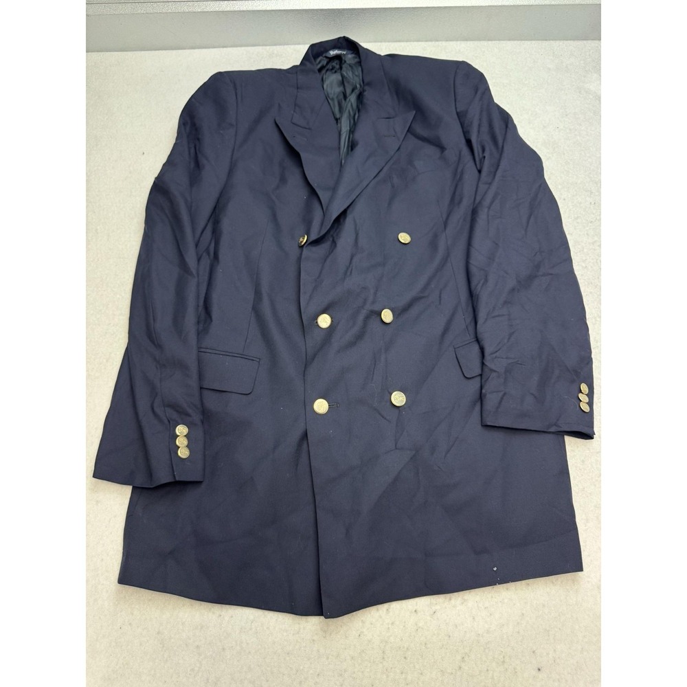 Vintage Burberrys Blazer Mens 46XL Blue Super 100s Wool Gold Buttons Jacket